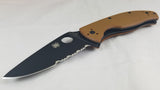 SPYDERCO Brown G-10 TENACIOUS Black Serrated Folding Pocket Knife - 122GPSBBN