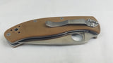 Spyderco Tenacious Folding Knife Serrated Satin Brown G10 Reversible - 122GPSBN