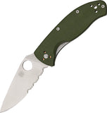 SPYDERCO Green G-10 TENACIOUS Serrated COMBO Folding Pocket Knife - 122gpsgr