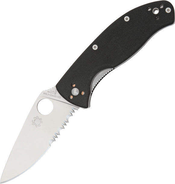 Spyderco Tenacious Folding Black G10 Knife Combo Edge - 122GPS