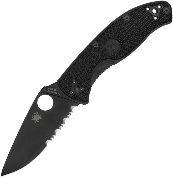 Spyderco Tenacious Linerlock Black FRN Folding 8Cr13MoV Serrated Knife 122PSBBK