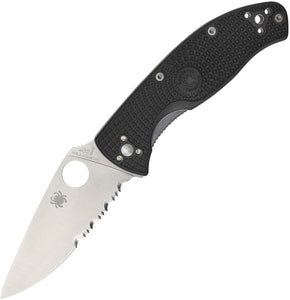 Spyderco Tenacious Linerlock Black FRN Folding 8Cr13MoV Serrated Knife 122PSBK