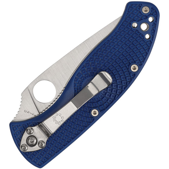 Spyderco Tenacious Linerlock Blue Partially Serrated S35Vn Folding Knife 122psbl