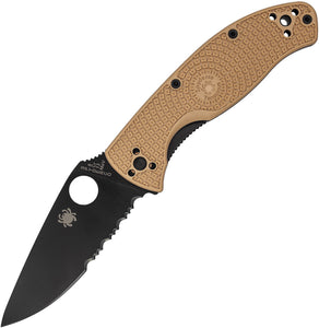 Spyderco Tenacious Tan Linerlock Serrated Folding Knife 122pstnbk