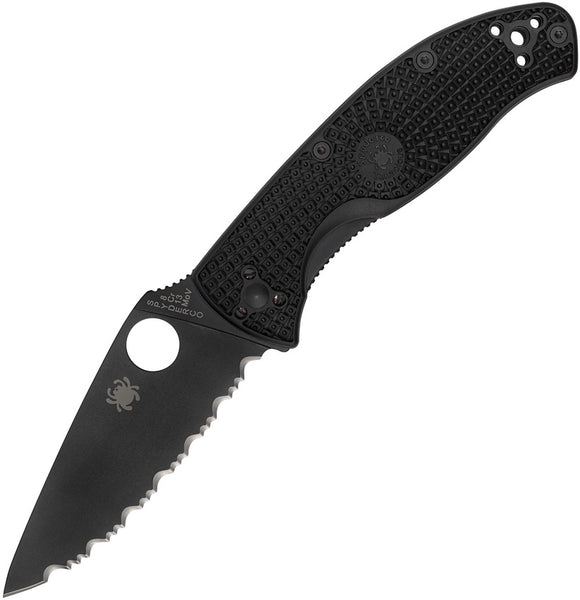 Spyderco Tenacious Linerlock Black FRN Folding 8Cr13MoV Serrated Knife 122SBBK