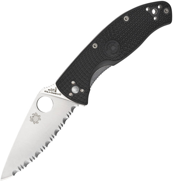 Spyderco Tenacious Linerlock Black FRN Folding 8Cr13MoV Serrated Knife 122SBK