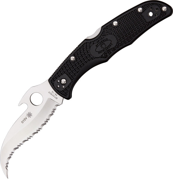 Spyderco Matriarch 2 Lockback VG-10 Folding Serrated Blade Black Knife 12SBK2W