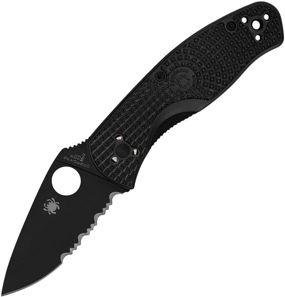 Spyderco Persistence Lightweight Pocket Knife Black Folding Serrated 136PSBBK