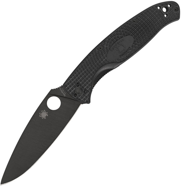 Spyderco Resilience Lightweight Black Blade Plain Edge Folding Knife 142pbbk