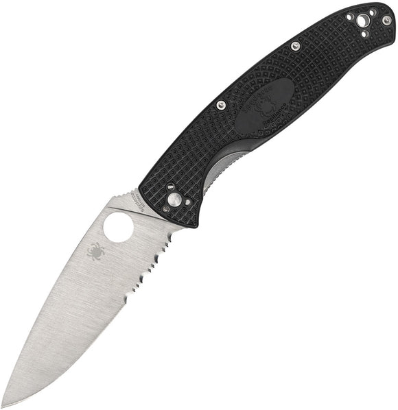 Spyderco Resilience Lightweight Black G10 Combo Edge Folding Knife 142psbk