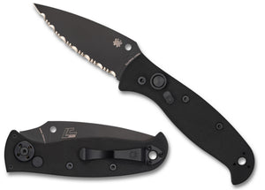 Spyderco Automatic Autonomy 2 Knife Button Lock Black G10 LC200N Serrated Blade 165GSBBK2