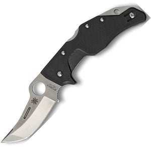 Spyderco Battlestation Lockback Stainless Folding Blade Black Handle Knife 168GP