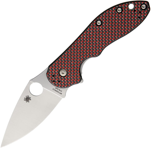 Spyderco Domino Red Weave Titanium Framelock Folding Blade Knife 172CFRDTIP