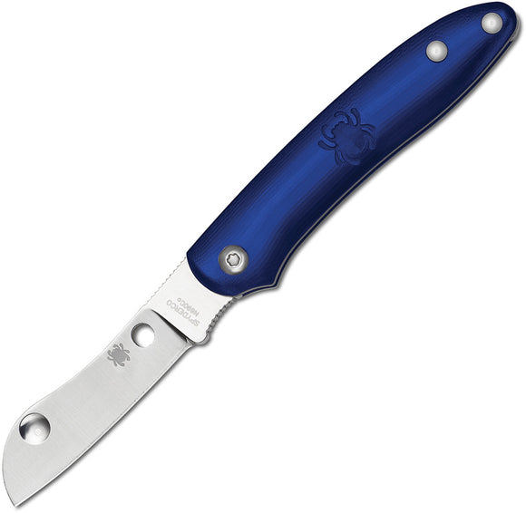 Spyderco Roadie Notched Joint Blue Plain N690 Folding Knife 189PBL