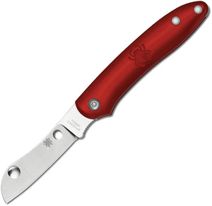 Spyderco Roadie Red Plain N690 Double Dent Stainless Folding Knife 189PRD