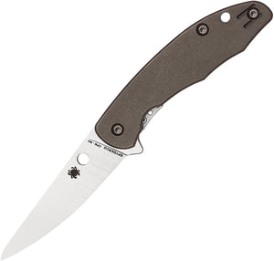 Spyderco Mantra 2 Stainless Folding Blade Stonewash Titanium Handle Knife 203TIP