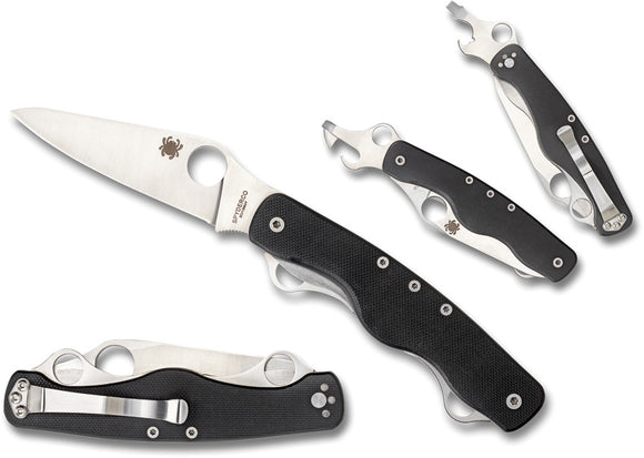 Spyderco Clipitool Rescue Stainless Folding Multi-Blades Black Handle Knife - 208GP