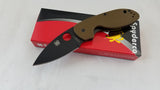 Spyderco Efficient Brown Linerlock Black Leaf Shaped Folding Knife 216GPBNBK