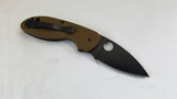 Spyderco Efficient Brown Linerlock Black Leaf Shaped Folding Knife 216GPBNBK