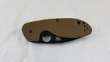 Spyderco Efficient Brown Linerlock Black Leaf Shaped Folding Knife 216GPBNBK