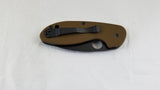 Spyderco Efficient Brown Linerlock Black Leaf Shaped Folding Knife 216GPBNBK