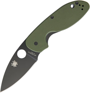 Spyderco Efficient Linerlock Green G10 Black Plain Edge Folding Knife 216GPGRBK