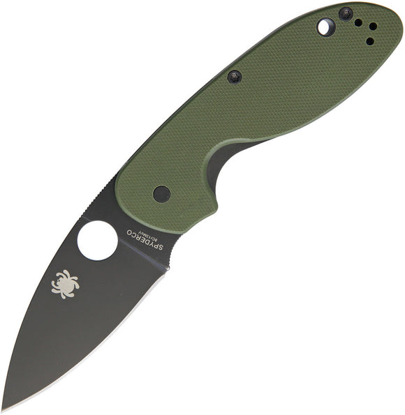 Spyderco Efficient Linerlock Green G10 Black Plain Edge Folding Knife 216GPGRBK