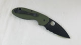 Spyderco Efficient Linerlock Green G10 Black Serrated Folding Knife 216GPSGRBK