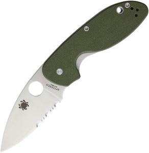 Spyderco Efficient Linerlock OD Green G10 Serrated Folding Knife 216GPSGR