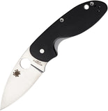 Spyderco Efficient G10 Plain Black Canvas Handle Satin Folding Blade Knife 216GP