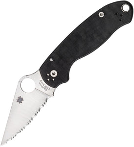 SPYDERCO Black Handle PARA MILITARY 3 Serrated CPM S30V Folding Blade Pocket Knife 223GS