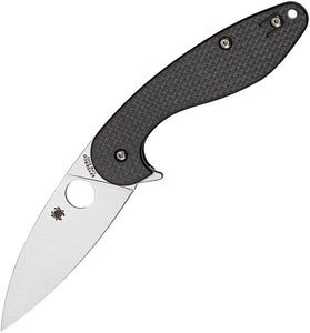 Spyderco Silverax Compression Lock Satin Folding Blade Black Handle Knife 228CFP