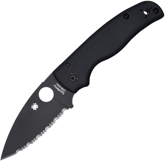 Spyderco Shaman Stainless Folding Serrated Blade Black Handle Knife 229GSBK