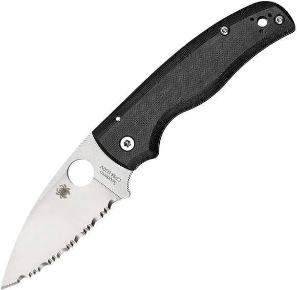 Spyderco Shaman Compression Lock Folding Serrated Blade Black Handle Knife 229GS