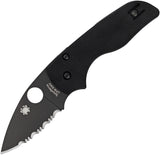 Spyderco Lil Native Compression Lock Black Serrated Folding Knife 230GSBBK