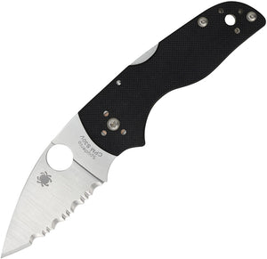 Spyderco Stainless Folding Serrated Blade Lil' Native Black Handle Knife 230MBGS