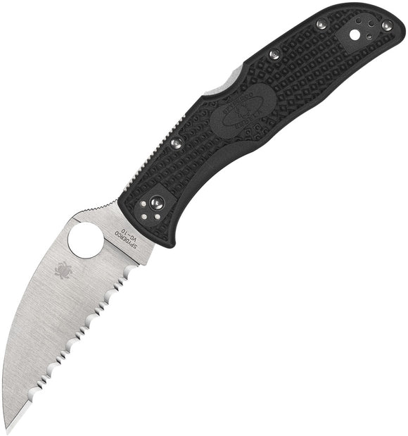 Spyderco Endela Pocket Knife Lockback Black FRN Folding VG-10 Serrated 243FSWCBK