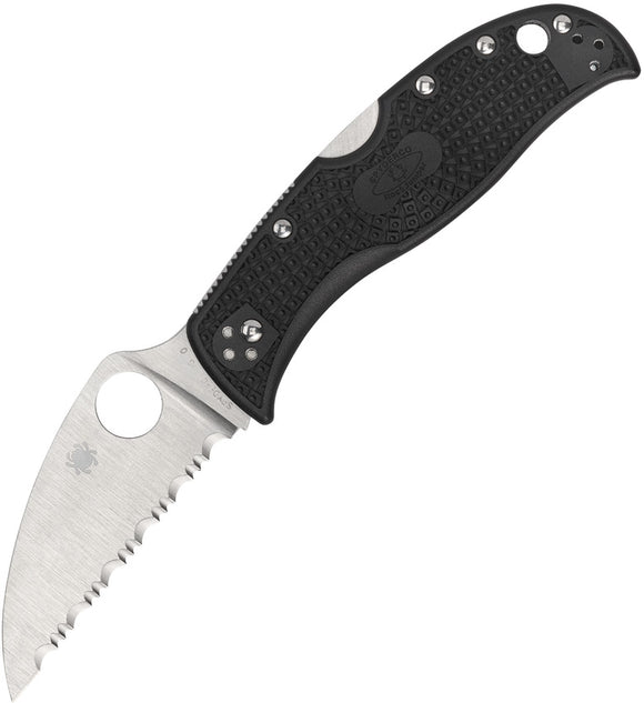 Spyderco RockJumper Lockback Black Serrated Folding Knife 254sbk