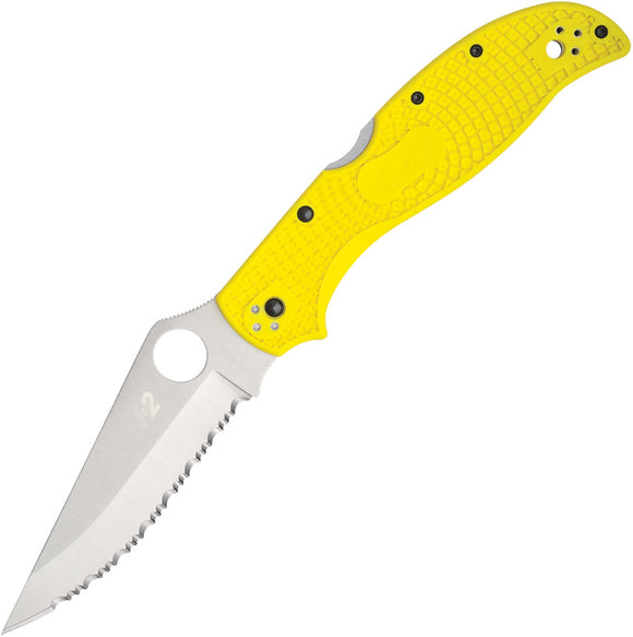 Spyderco Stretch 2 XL Lightweight Salt Yellow Folding H2 Serrated Knife 258SYL