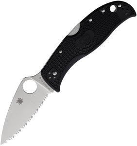 Spyderco Leafjumper Lockback Black FRN Folding VG-10 Serrated Knife 262SBK