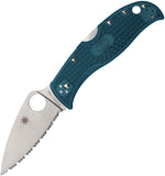 Spyderco LeafJumper Lockback Blue FRN Folding K390 Serrated Knife 262SBLK390