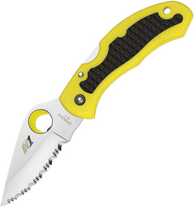 Spyderco Snap-It Salt Lockback Folding Serrated Blade Yellow & Black Knife 26SYL