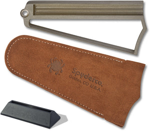Spyderco Webfoot Stone Knife Sharpener w/ Suede Pouch & ABS Base 308CBN