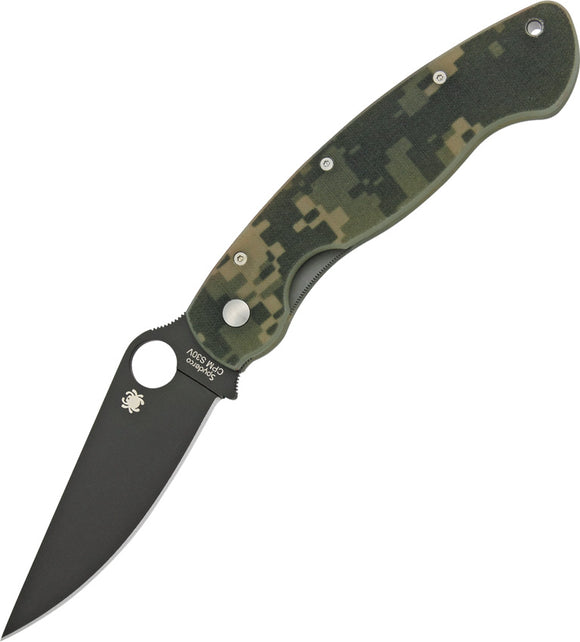 Spyderco Military Model Linerlock Black Folding Blade Camo Handle Knife 36GPCMOBK
