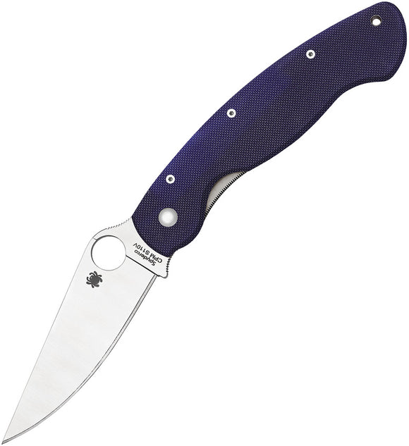 Spyderco Military Model Dark Blue G10 Handle Folding Clip Pt Blade Knife 36GPDBL