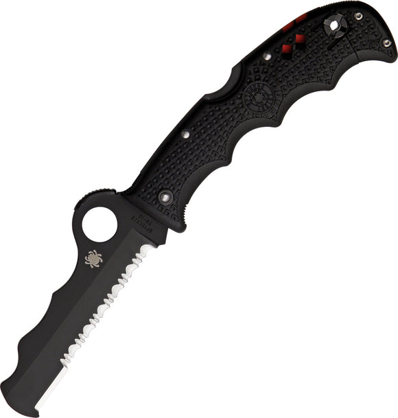 Spyderco Assist Lockback Black Folding Serrated Blade FRN Handle Knife 79PSBBK