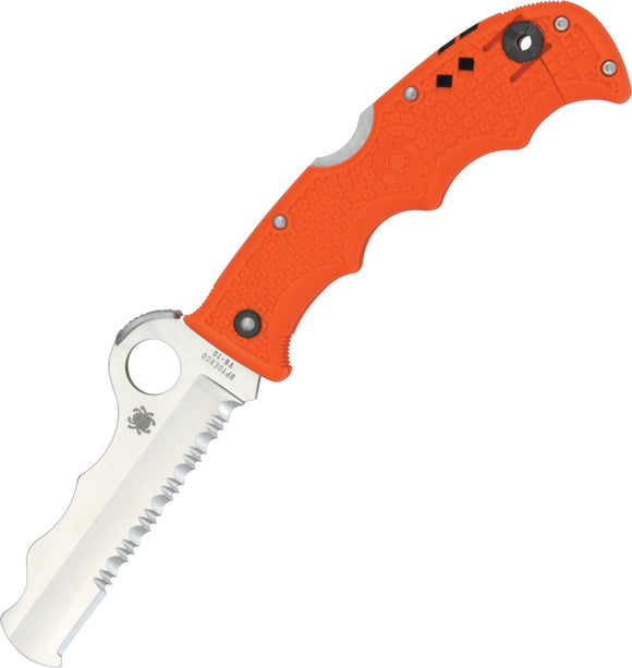 Spyderco Assist Lockback Orange Handle Part Folding Serrated Blade Knife 79PSOR