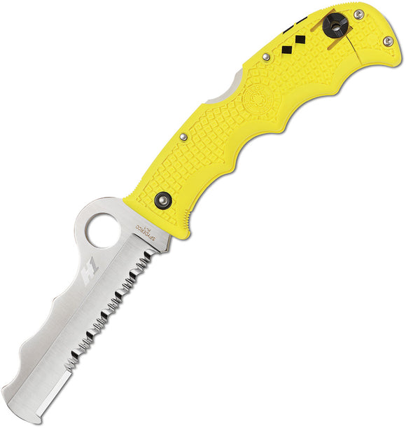 Spyderco Assist Lockback Salt Folding Serrated Blade Yellow Handle Knife 79PSYL