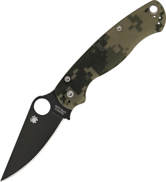Spyderco Para-Military 2 Comp Lock Black Folding Blade Digital Camo Handle Knife 81GPCMOBK2