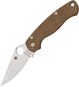Spyderco Para Military 2 Brown Canvas Folding Compression Lock Knife 81mpcw2